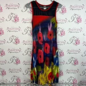 Simply art by dolcezza dress poppies mesh knit Colorful Floral Sleeveless Dress